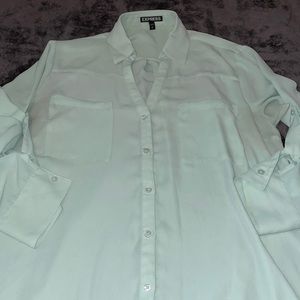 Express Size L Light/Lime Green button up Shirt